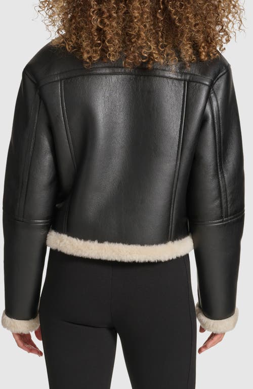 Shop Karl Lagerfeld Paris Faux Leather & Faux Shearling Bomber Jacket In Black