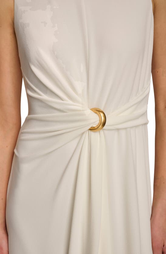 Shop Dkny Donna Karan New York Poly Twisted Sleeveless Dress In Cream