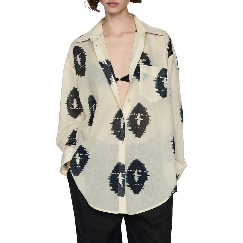 MANGO MANGO PRINT SEMISHEER BUTTON-UP SHIRT