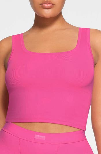 discounted store‎ Medium LIMITED EDITION SKIMS RASPBERRY PINK RIBBED SET  TANK TOP AND SHORTS NWT