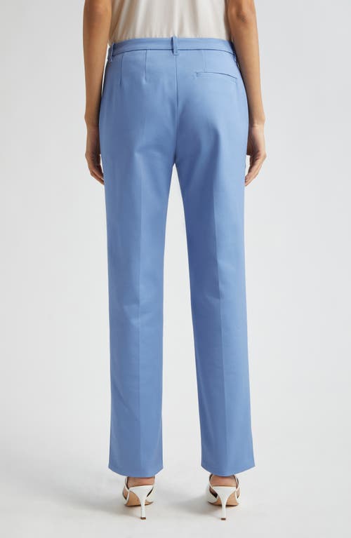 Shop Emporio Armani Cotton Couture Straight Leg Pants In Solid Light Blue