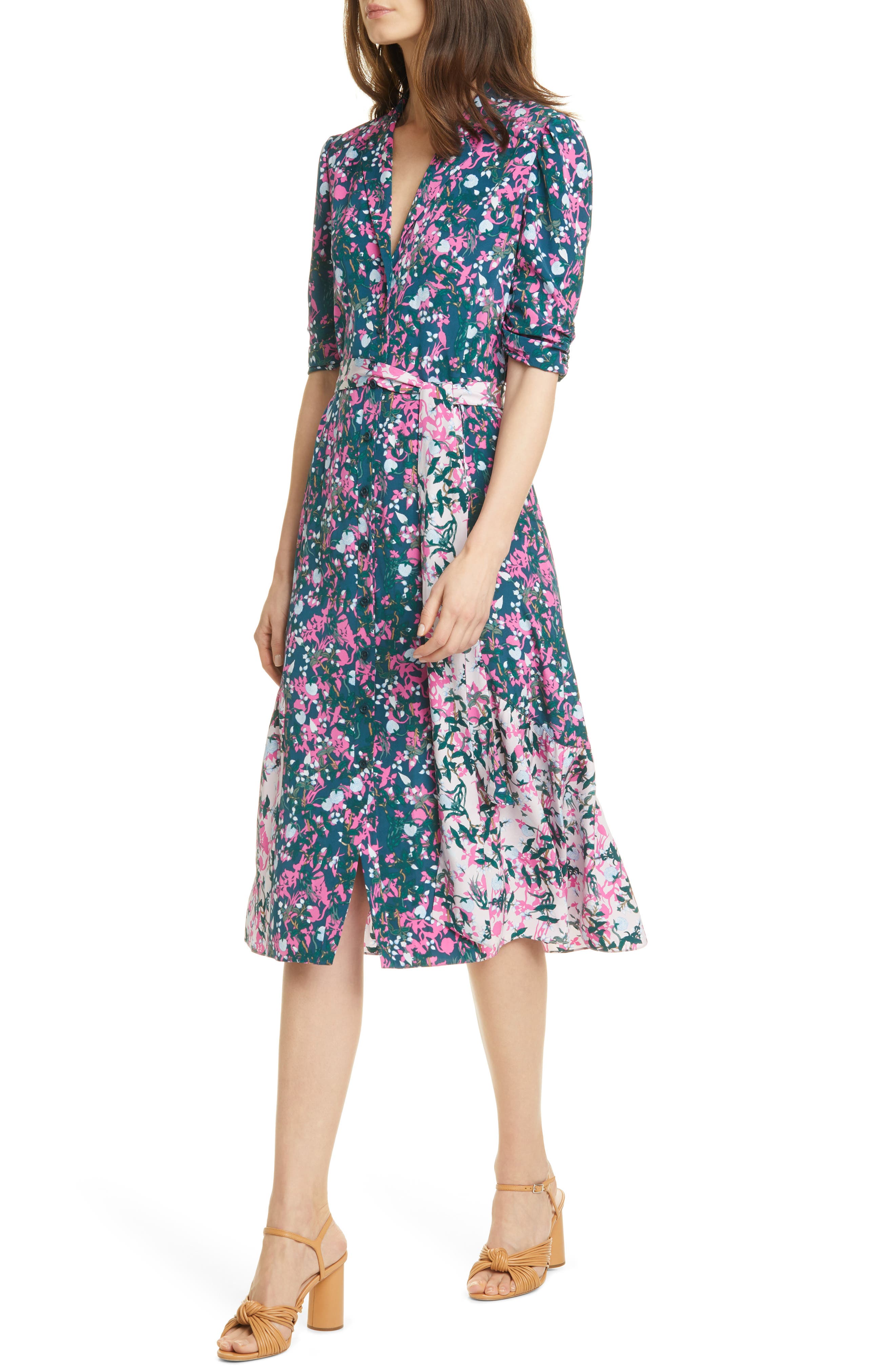 Diane Von Furstenberg Sparrow Printed Midi Shirtdress In Heal Small ...