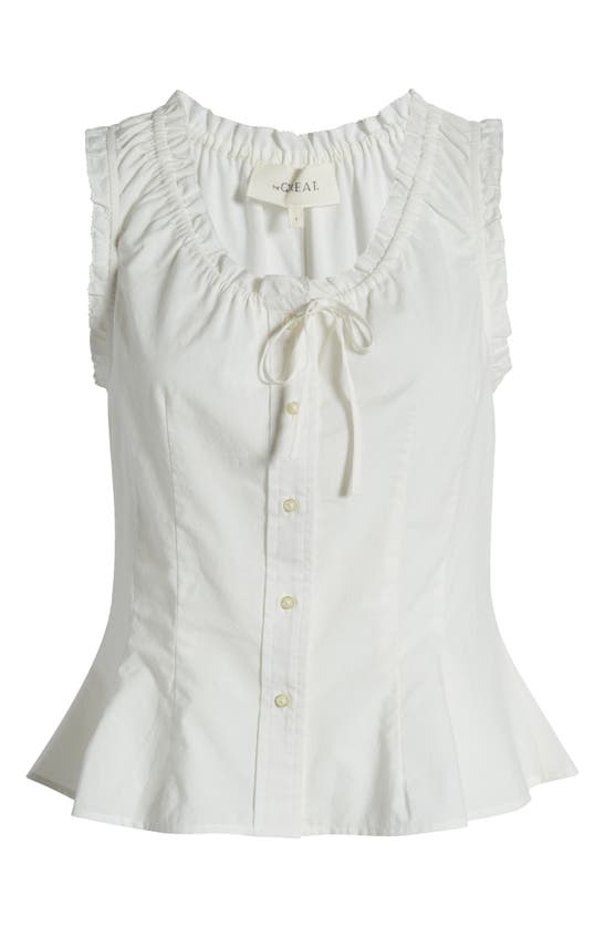 Shop The Great The Abbey Sleeveless Cotton Button-up Shirt In True White
