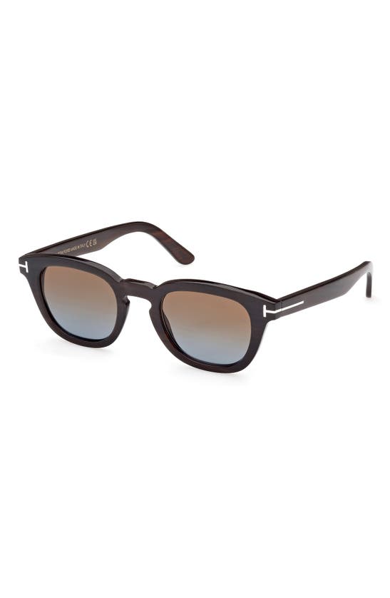 Shop Tom Ford 48mm Gradient Polarized Square Sunglasses In Brown Horn / Gradient Brown