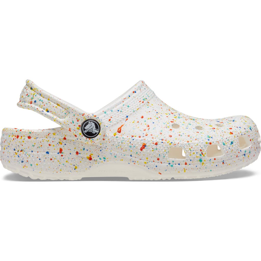 Shop Crocs Kids' Classic Paint Splatter Clog In White/multi