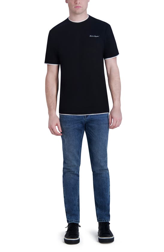 Shop Karl Lagerfeld Tipped Cotton T-shirt In Black