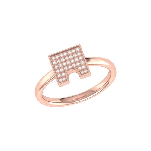 Luvmyjewelry City Arches Square Sterling Silver Diamond Ring In 14kt Rose Gold Vermeil