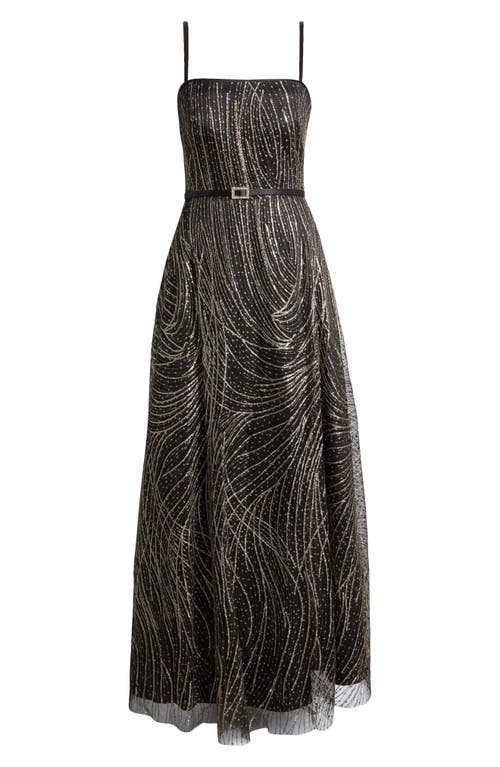 Shop Vince Camuto Sequin Embroidery Tulle Gown In Black Taupe