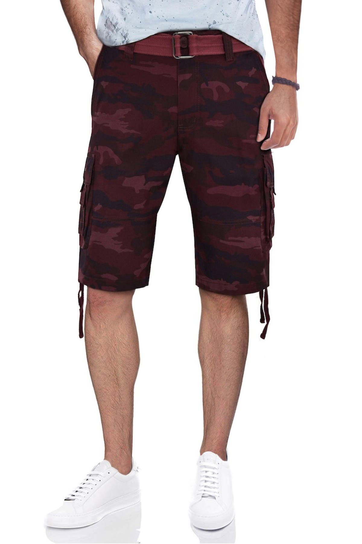 X-RAY BELTED TWILL PIPING CAMO SHORTS