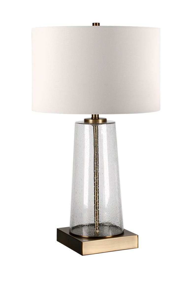Dax Tapered Seeded Glass Brass Accents, Clear Seeded Glass Table Lamp