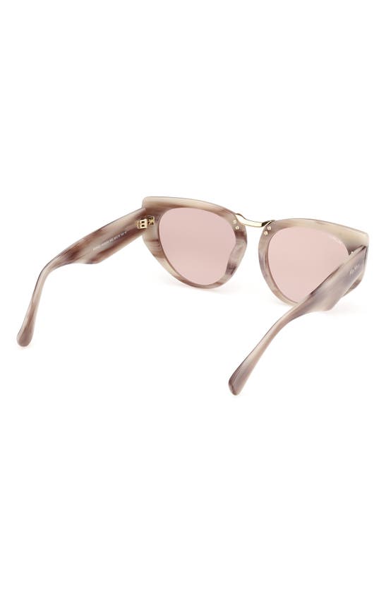 Shop Max Mara Bridge1 54mm Cat Eye Sunglasses In Beige Horn / Brown Mirror