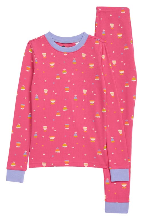 Tucker + Tate Kids' Fitted Two-Piece Pajamas in Pink Raspberry Tulips
