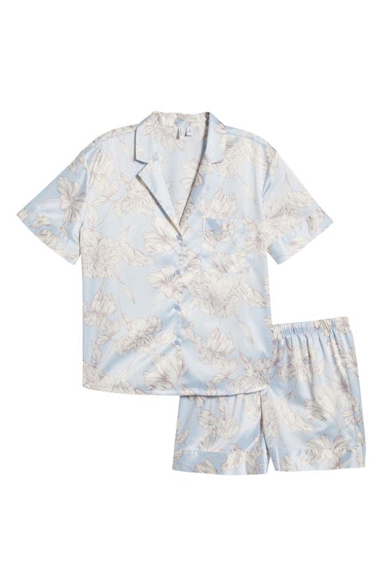 Shop Nordstrom Dobby Satin Short Pajamas In Blue Feather Henriette Floral