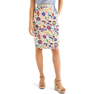 Boden Gabriella Stretch Cotton Pencil Skirt, Yellow
