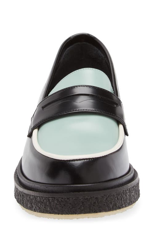 Shop Adieu Colorblock Penny Loafer In Black/pistachio/ivory