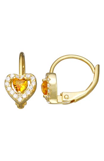 Fzn Semiprecious Stone & Cz Heart Earrings In Gold