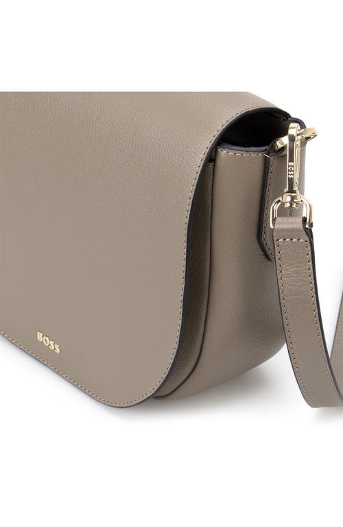 Hugo Boss Hugo Alyce Flap Leather Crossbody Bag In Medium Brown