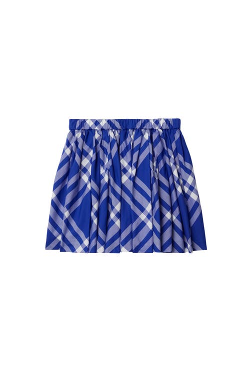 Shop Burberry Pleated Check Cotton Skirt In Knight