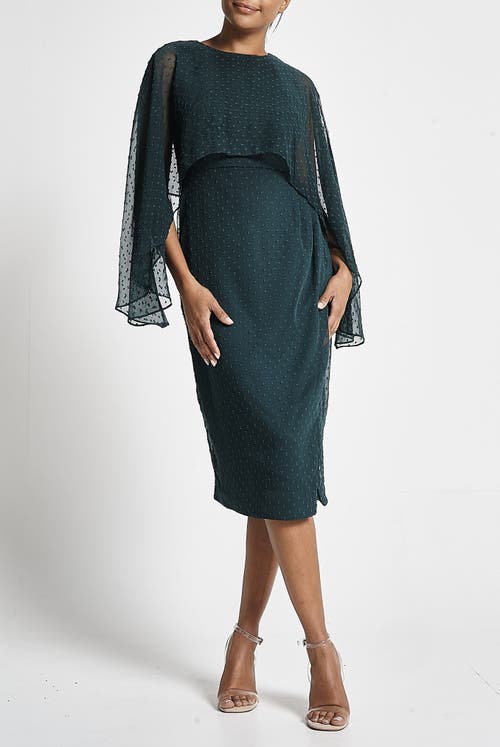 Shop Frock And Frill Cape Sleeve Embellished Midi Gown In Green