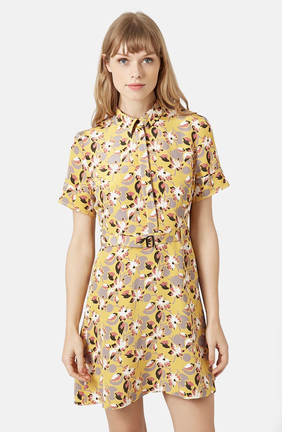 Floral Print Belted Silk Dress (Brit PopIn) (Nordstrom
