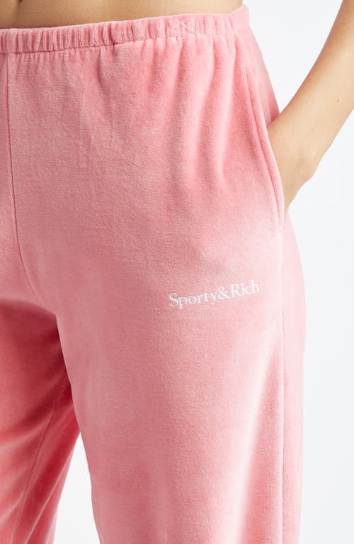 Shop Sporty And Rich Sporty & Rich Health Ivy Cotton Velour Sweatpants In Cotton Candy