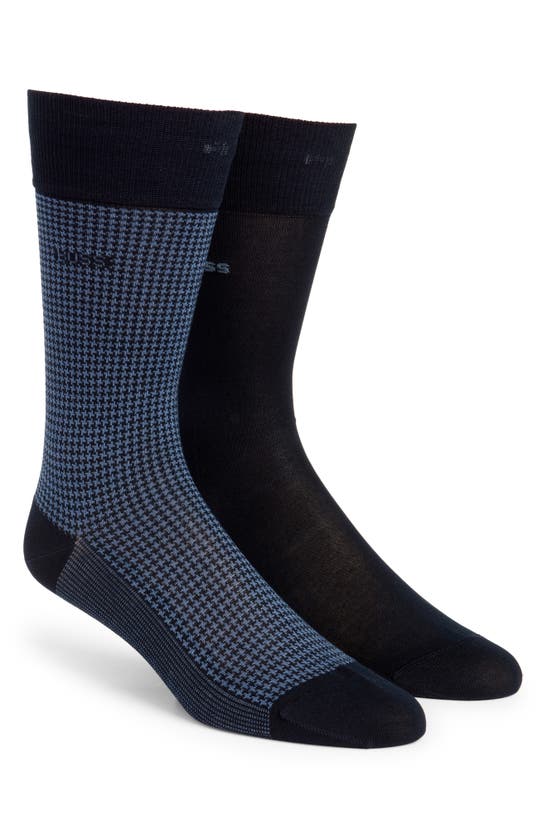 Shop Hugo Boss Boss Assorted 2-pack Dress Socks In Dark Blue