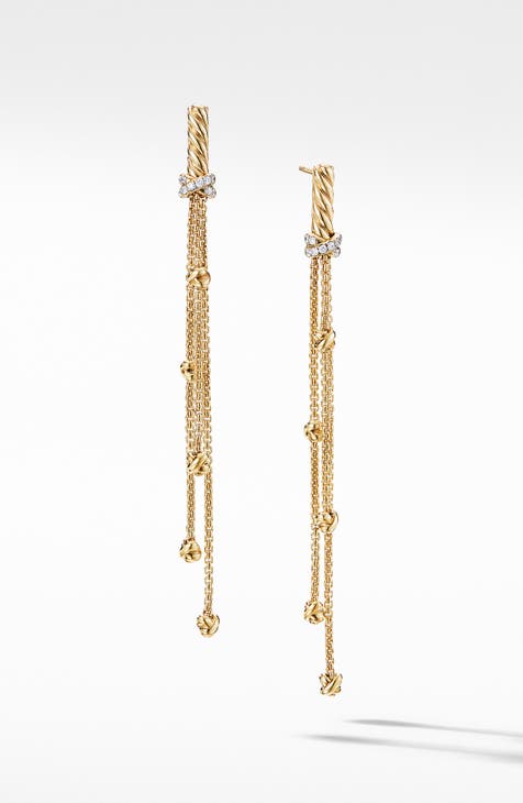 Petite Helena Chain Drop Earrings in 18K Yellow Gold with Diamonds