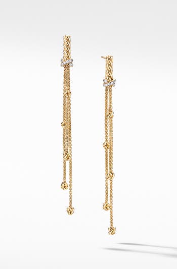 David Yurman Petite Helena Chain Drop Earrings in 18K Yellow Gold