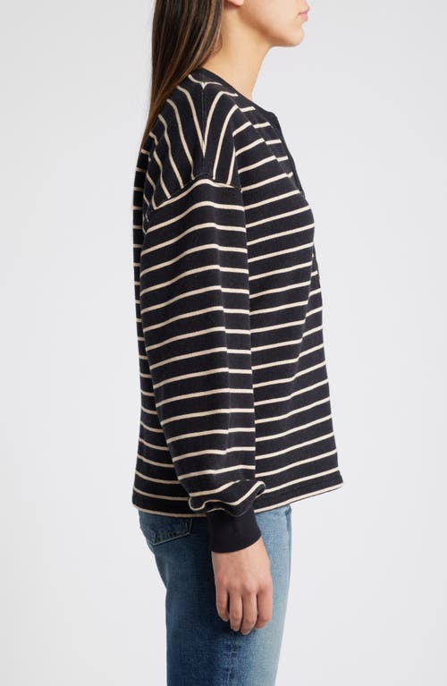 Shop Rails Joan Stripe French Terry Top In Black Ivory Stripe