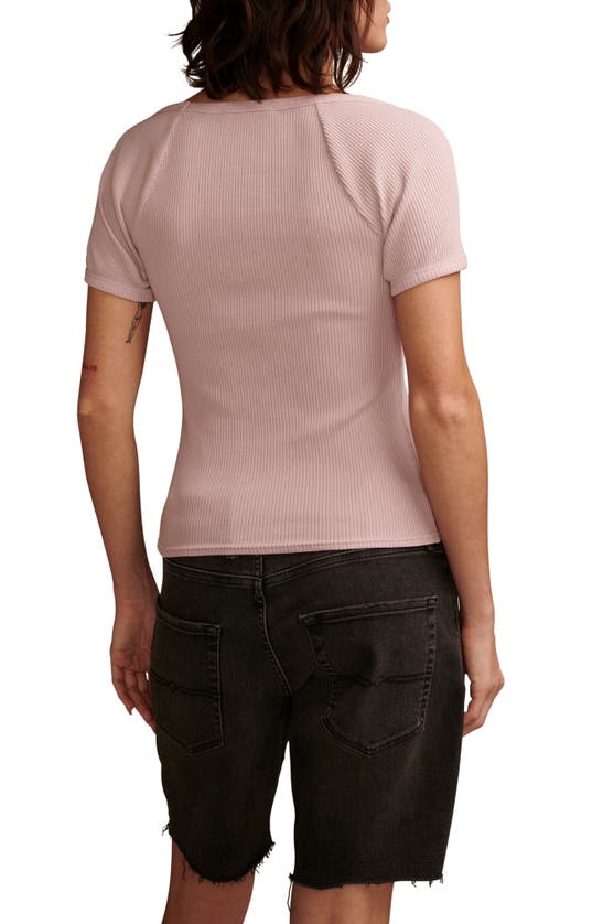 Shop Lucky Brand Rib Scoop Neck T-shirt In Mauve Shadows