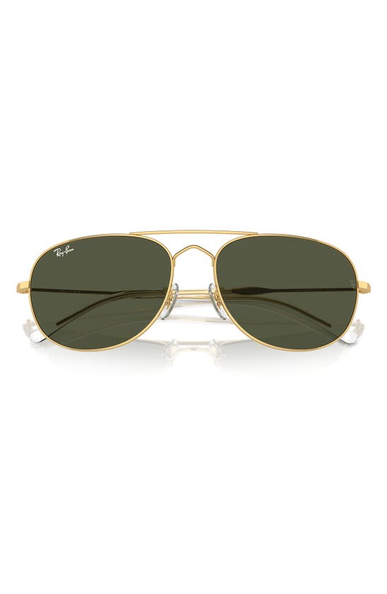 Ray Ban Bain Bridge 60mm Pillow Aviator Sunglasses In Gold Flash