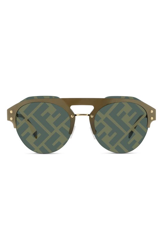 Fendi Women's Brow Bar Round Sunglasses, 65mm In Gold/green