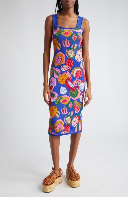 FARM Rio Colorful Fruit Salad Sleeveless Sweater Dress Blue at Nordstrom,