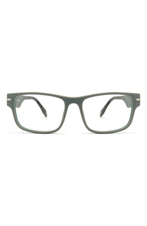 MITA SUSTAINABLE EYEWEAR 55mm Rectangle Blue Light Blocking Glasses in Matte Cool Grey/Clear