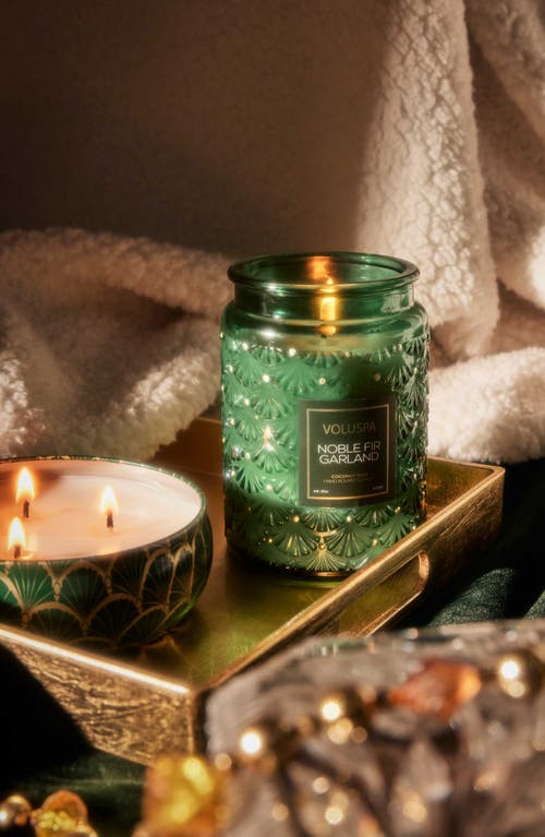 Voluspa Noble Fir Garland Large Jar Candle In Green