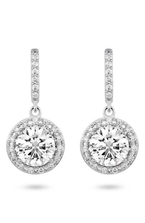 LIGHTBOX 2-Carat Lab Grown Diamond Halo Drop Earrings in 2.0Ctw White Gold at Nordstrom