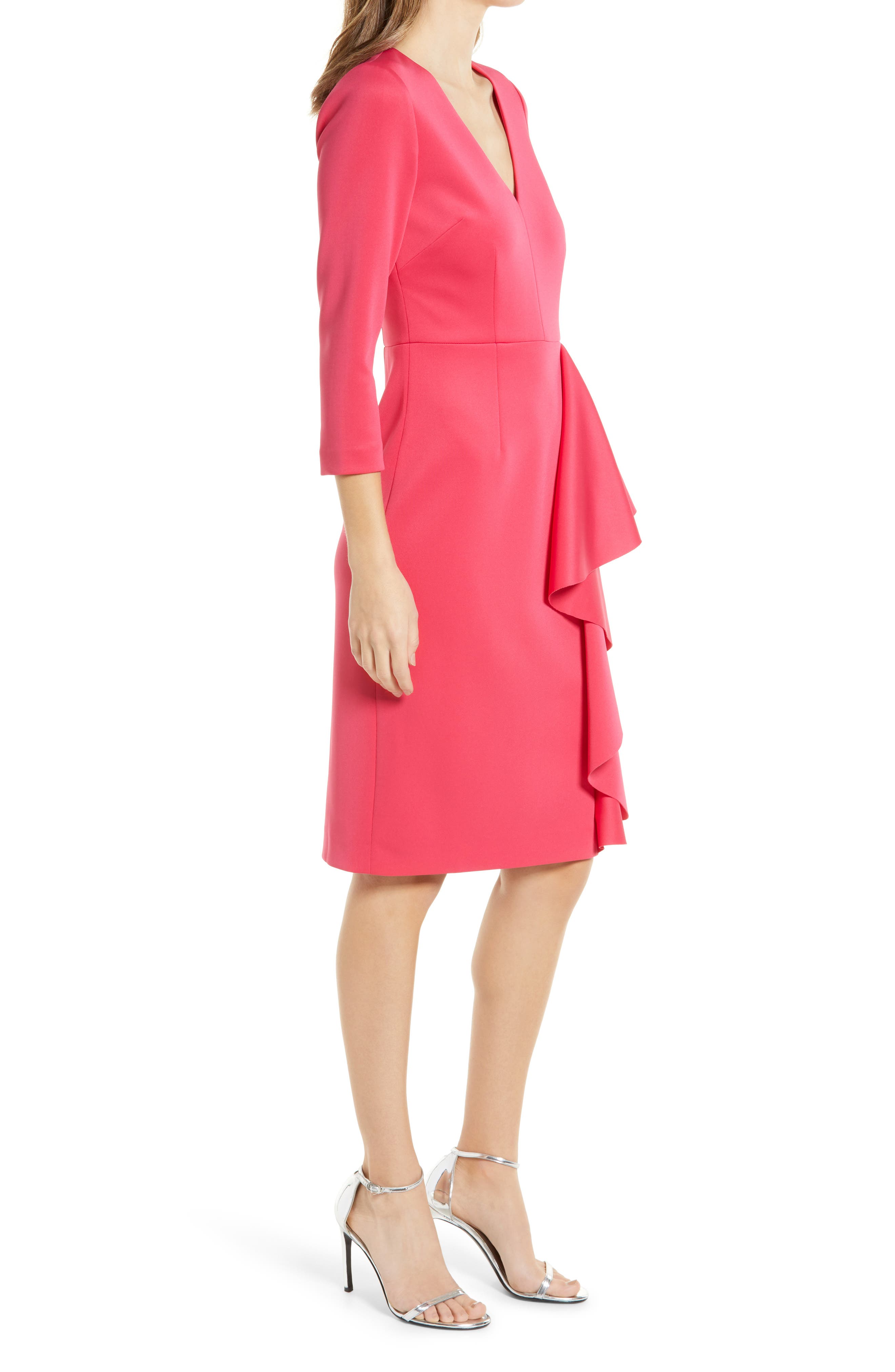 Eliza J Ruffle V-Neck Sleeve Dress 
