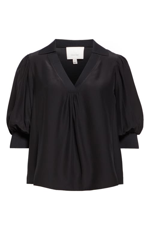 Shop Cinq À Sept Weldon Collar Silk Top In Black