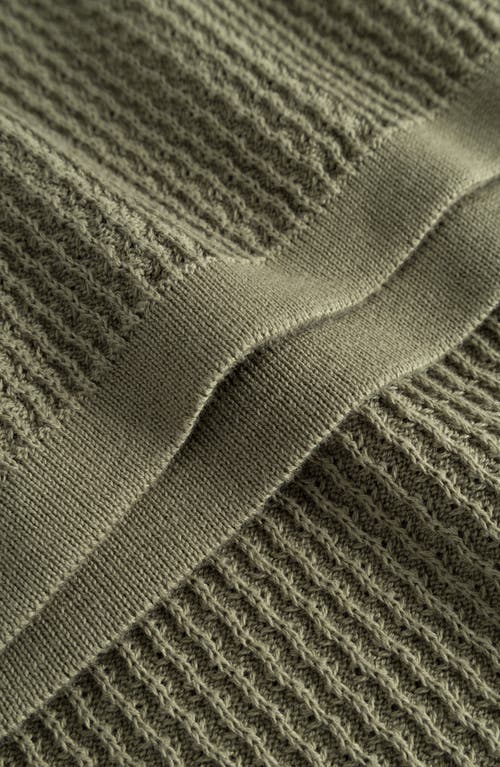 Shop Forét Foret Moment Half Zip Organic Cotton Polo Sweater In Dusty Olive