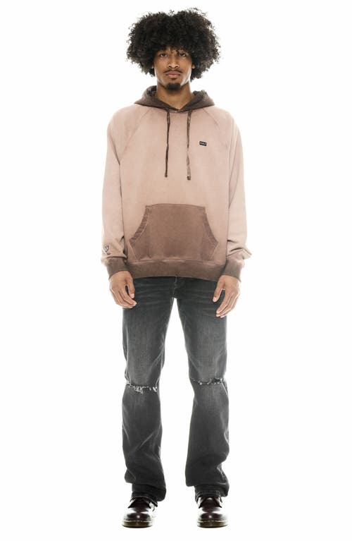 Shop Cult Of Individuality Distressed Two-tone Hoodie In Vintage Brown