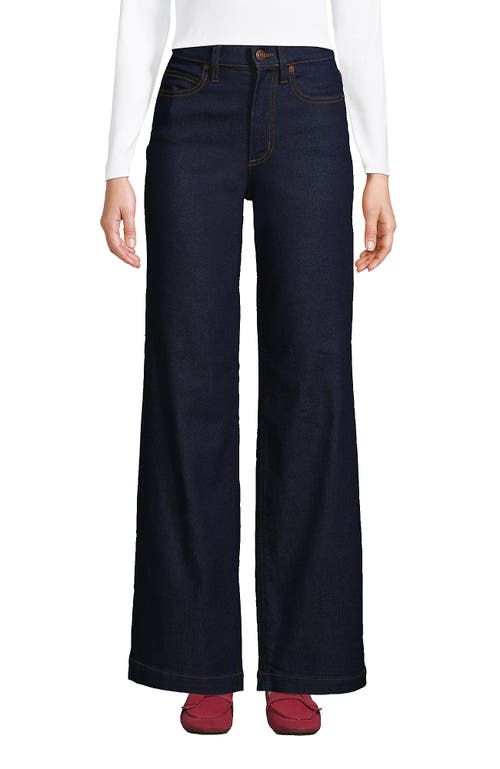 Shop Lands' End Recover High Rise Wide Leg Blue Jeans In River Rinse