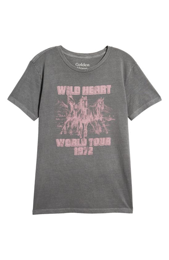 Shop Golden Hour Wild Heart World Tour Cotton Graphic T-shirt In Pink/ Charcoal Grey