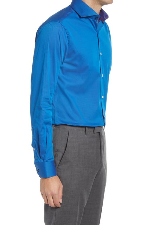 Shop Duchamp Tailored Fit Stretch Solid Dress Shirt In Teal