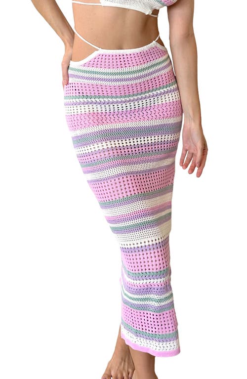 Lia Stripe Cover-Up Midi Skirt in Multicolor