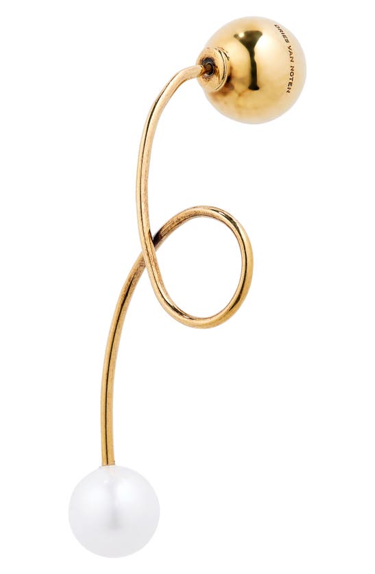 Shop Dries Van Noten Freshwater Pearl Ball Stud Drop Back Earrings In Ivory