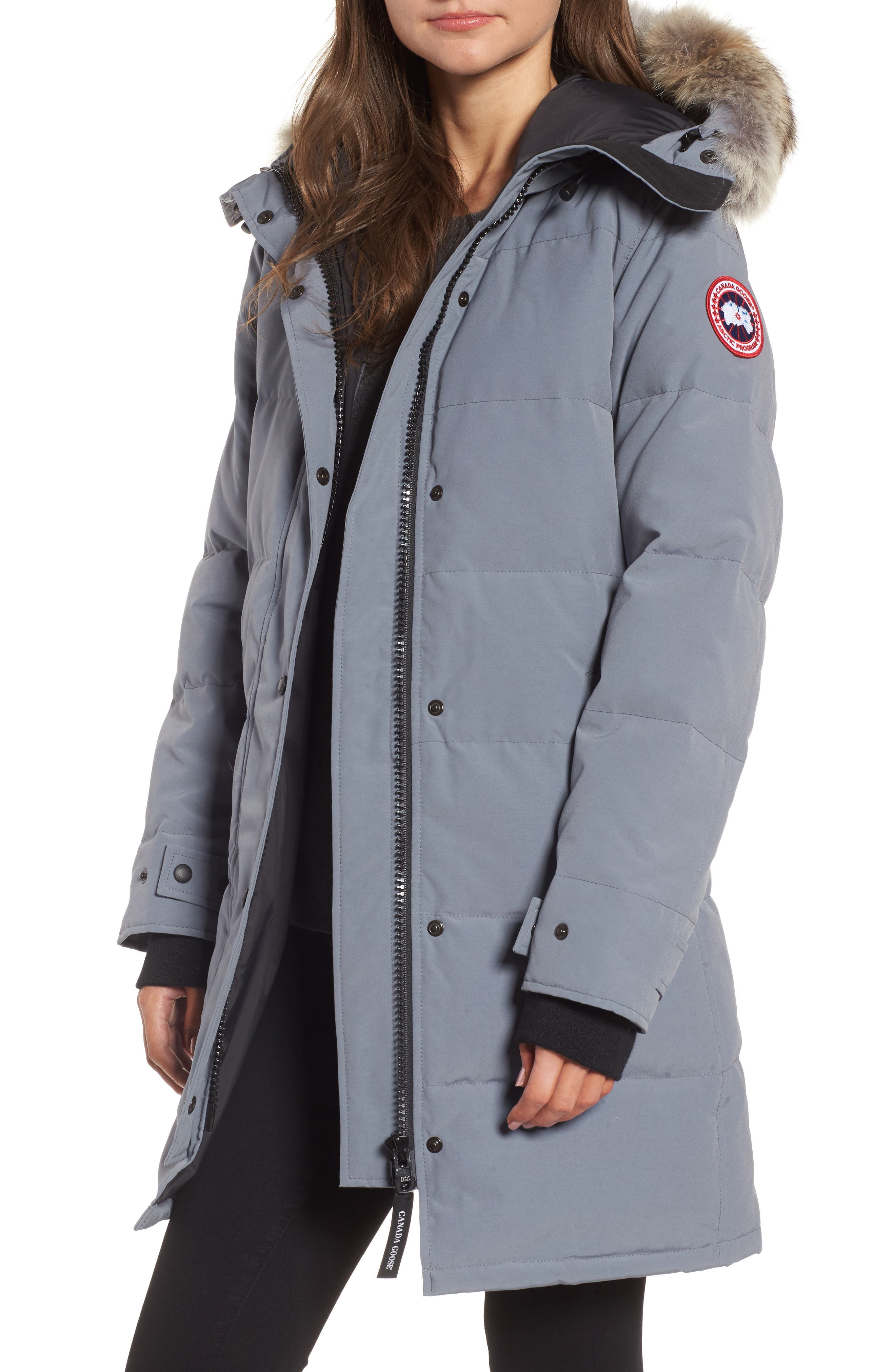 Canada Goose Shelburne Genuine Coyote Fur Trim Down Parka, (14-16) - Grey