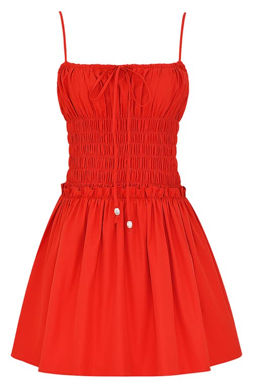 Shop Mistress Rocks Smocked Sleeveless Minidress In Red