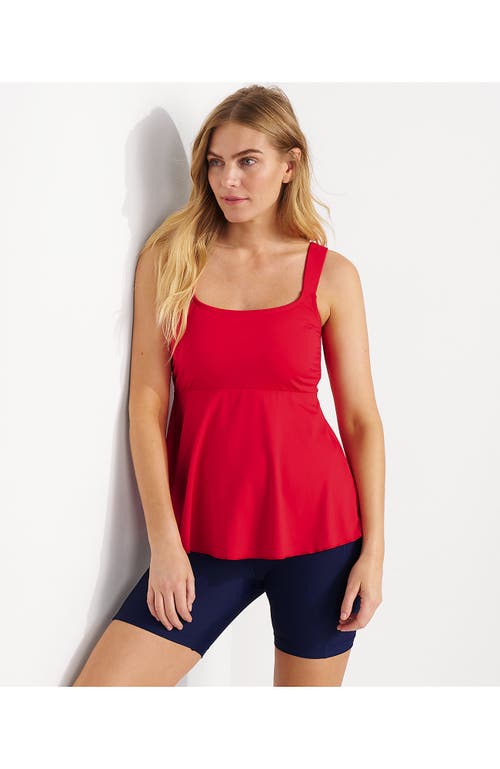 Lands' End Adjustable Scoop Neck Flutter Tankini Top In Strawberry