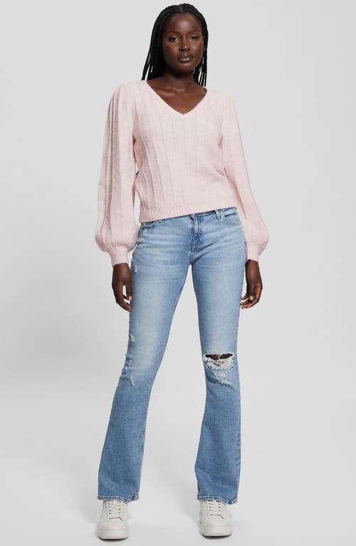 Shop Guess Madeline Pointelle Detail Sweater In Low Key Pink