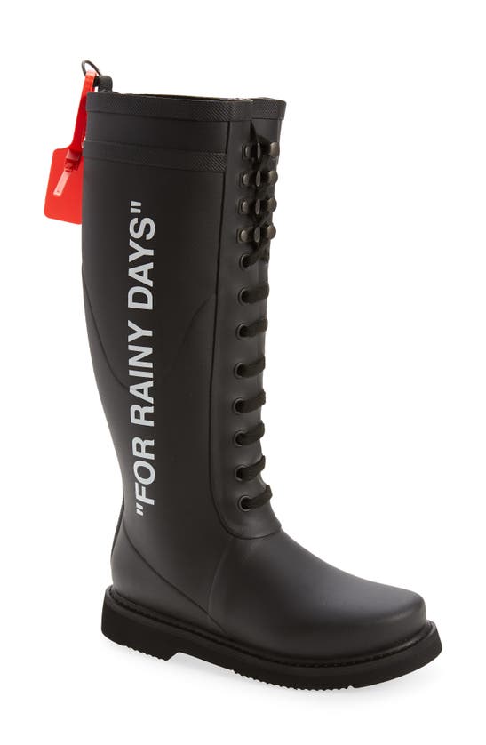 Off-white Woman Knee Boots Black Size 10 Rubber In Black/ White